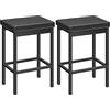 HOOBRO Sgabelli da Bar, Set da 2, Sgabelli da Cucina, Imbottitura Spessa 5 cm, Altezza di 63 cm, Facile da Montare e da Pulire, Adatto per Cucina, Ristorante, Bar, Bancone, Nero EBB21BY01
