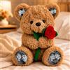 VEELU Orsetto di Peluche Personalizzato con Foto e Rosa - Morbido Orso Teddy | Orsetto Teddy con Foto Personalizzate su Orecchie e Zampe, Regalo per Coppia, San Valentino, Compleanno, Anniversario