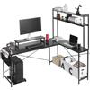 VEVOR Scrivania per computer a L, scrivania da gaming angolare reversibile da 1,7 m con supporto per monitor e supporto mobile per CPU, tavolo per PC moderno ed elegante, postazione di lavoro robusta per l'ufficio domestico - Facile da montare