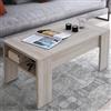 Dmora Tavolino da Salotto Femmine 98x50x43h cm Marrone Olmo Un Vano Forma Rettangolare, Piano Sollevabile