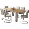 Dmora Tavolo Estensibile Yucatan in Legno, 160/220h75 cm Bianco e Rovere Nodi, 6-8 Posti con Allunga centrale, Moderno per cucina o salotto