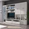 Dmora Parete Attrezzata Tuamotu Bianco Modulabile 5 Ripiani, Mobile Soggiorno 10 Ante