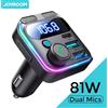 JOYROOM Trasmettitore FM Bluetooth 6.0 per Auto 81W con Doppio Microfono, Caricatore Rapido PD&QC 3.0, Adattatore USB, Chiamate in Vivavoce