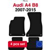 Wielganizator Set di tappetini in velluto per Audi A4 B8 berlina, station wagon, avant, allroad (2007-2015) - Nero (4 pezzi) set di tappetini coordinati per auto