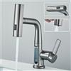 quyanre Rubinetto per lavabo con display digitale della temperatura a cascata, miscelatore caldo/freddo con getto orientabile per bagno