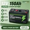 Batteria al Litio LiFePO4 12V 150Ah con BMS Integrato e Porta USB, Spedizione Rapida da Magazzino UE, Batteria Solare a Ciclo Profondo per Ricarica Solare, Ecoscandagli, Nautica, Campeggio, Accumulo