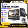 Podofo Videoregistratore per Auto 4 Pollici, Dash Cam Full HD 1080P con Tre Obiettivi (Anteriore 720P, Posteriore, Interno), Visione Notturna, G-sensor, Impermeabile, Telecamera di Retromarcia per