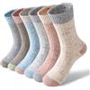 NONE 6 Paia di Calzini da Donna in Lana Merino, Caldi e Spessi per l'Inverno, Termici, Comodi per Escursionismo, Regalo per Signore, Calzini da Lavoro