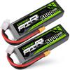 OVONIC Batteria LiPo Ovonic 5000mAh 11.1V 50C 3S con Adattatore XT60 e TRX per Auto RC, Camion e Barche, Confezione da 2