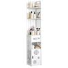 NONE Portarotolo Bianco, Mobiletto Bagno con Ante, Armadietto Salvaspazio Sottile per Bagno, Mobiletto Bagno Stretto a 6 Livelli, per Piccoli Spazi, Angolare da Terra