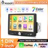 Podofo Autoradio 1DIN 7 Pollici, Lettore Multimediale MP5, CarPlay Cablato Integrato, Android Auto, Bluetooth, Radio FM, EQ, Supporto Telecamera Posteriore e Telecomando