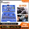 NONE Podofo Set di 32 Pezzi di Maschi e Filettiere Metrici, Kit di Utensili per Filettatura M3-M12, Strumento per Riparazione Filettature, Utensile per Filettatura in Metallo con Custodia per Manutenzione