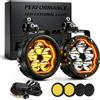 UNI-SHINE UNISHINE Fari Ausiliari per Moto da 3 Pollici con 5 LED, Luci di Guida Ambra DRL, Faro Antinebbia Spot/Flood IP68, Luce da Lavoro per BMW GS KTM Yamaha Honda CRF ATV UTV Camion e Uso Fuoristrada