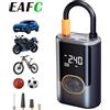 EAFC Pompa ad aria elettrica ricaricabile ad alta precisione per pneumatici auto, con display LCD, portatile per auto, moto, bici e palloni