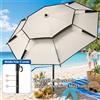Ombrellone da Spiaggia da 220CM con Protezione UV, Grande Tettoia per 2-4 Persone, Ombrellone a Doppio Strato per Giardino, Campeggio e Pesca