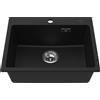 CECIPA max Lavello da cucina in granito, dimensioni 55x45x20 cm, lavello a vasca singola con kit di scarico, lavello da incasso nero, lavello autoportante.