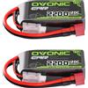 OVONIC Batteria LiPo OVONIC 3S Corta 11.1V 2200mAh 120C con Connettore Deans-T per Auto RC, Camion, Aerei, Elicotteri, Barche