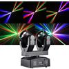 GVT Luce Laser a Doppia Testa Mobile DMX512 con Effetti a Striscia Luminosa, Illuminazione da Palco per DJ, Discoteca, Locali Notturni, Natale, Compleanni, Spettacoli Musicali, Feste
