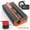 YULONGNE Inverter a Onda Sinusoidale Pura 1000W, da DC 12V a AC 230V, Presa EU, Convertitore di Potenza di Picco 2000W con Telecomando LCD Cablato, Kit Completo di Cavi e Fusibili, Alimentatore Solare