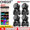 CHEGIT 4PCS 7 LED Mini Moving Head Stage Lights RGBW Beam Wash Lamp DMX512 Sound Activated Auto Run Rotating Stage Lighting Fixture for Disco Bar Nightclub KTV Wedding Party DJ Live Event Professional