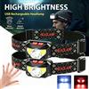 Heinast 1-10PCS Torcia frontale a LED XPG+COB ricaricabile USB, impermeabile, per campeggio e pesca all'aperto