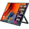 Anmite Monitor Portatile Anmite da 18,5 Pollici 120Hz 100% SRGB con Supporto per Schermo per Laptop, Telefono, Xbox, PS4, PS5, Switch