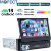 MOPECT Autoradio 1 Din con CarPlay e Android Auto, Schermo Retrattile da 7'', Lettore Multimediale MP5 per Auto, Stereo Android 16 4+64G