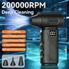 NONE Soffiatore turbina brushless 200000 giri min 200G pressione del vento 5 velocità regolabili display LED luce integrata ricarica Type C wireless portatile per auto pc campeggio barbecue asciugatura