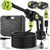 NONE Idropulitrice ad Alta Pressione per Auto, Lavatrice Portatile con 2 Batterie, Idropulitrice Senza Fili, Ugello Regolabile 6-in-1 e Tubo da 5m