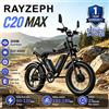 Rayzeph C20Max Ebike 2000W Doppio Motore 52V 40Ah Doppia Batteria 180N.M Freno a Disco Idraulico Velocità 60Km/H Bici Elettrica per Adulti Pneumatici Fat da 20 Pollici Display LCD Colorato