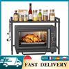 Scaffale Regolabile per Forno a Microonde, Supporto in Metallo con 6 Ganci, Espandibile 38-64cm, Organizzatore per Piano Cucina