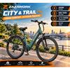 Allgobike Am27 Bicicletta Elettrica da Città 27.5" Batteria 36V 15Ah Motore 250W Cambio a 7 Velocità Freno a Disco Autonomia 100Km Portapacchi Posteriore Certificata CE