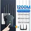 NONE Ripetitore WiFi 1200Mbps, Amplificatore di Segnale Wireless, Estensore WiFi ad Alto Guadagno con 6 Antenne, Dual-Band 2.4G 5G, Router Amplificatore di Rete 360 ° Copertura Totale