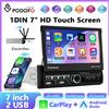 podofo Autoradio Podofo 1 Din con CarPlay/Android Auto Wireless, Schermo Touch Retrattile da 7 Pollici, Lettore Multimediale MP5 per Auto