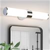 cliheet Lampada a Specchio LED Cilindrica Cromata, 40/60cm, Luce Bianca Neutra 4000K, Protezione IP44 per Bagno