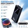 InTessry Power Bank ad alta capacità da 50000 mAh/66 W, supporta la ricarica rapida bidirezionale, con display LED intelligente e illuminazione integrata, doppia interfaccia di ingresso/uscita, compatto e