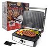 klaif Griglia per Bistecche a Doppio Riscaldamento 2200W 180° ° Piastra per Panini Pieghevole Grande Antiaderente con Controllo della Temperatura