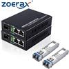 ZoeRax Convertitore di Media in Fibra Ottica ZoeRax con 1 Porta Fibra e 2 Porte RJ45 Gigabit, Modulo SFP LC Monomodale 1.25G