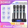 BOMGE Sistema Microfonico Wireless BOMGE V410 a 4 Canali UHF con 4 Microfoni Portatili a Lungo Raggio 200ft per Chiesa e Karaoke