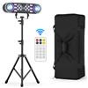 Kit di illuminazione LED RGBW 7-in-1 con doppia testa, treppiede telescopico a 3 sezioni e borsa per il trasporto, DMX512, per palcoscenico, feste, DJ.