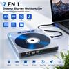 NONE Unità DVD RW esterna trasparente 7-in-1, USB 3.0 Type-C, lettore di schede SD/TF, 8x DVD/24x CD, plug-and-play per laptop e PC