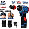 NONE Trapano Elettrico Brushless 2 in 1 da 16,8V, Avvitatore Multifunzione, 45Nm di Coppia, Senza Fili con Batteria da 1300mAh