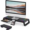 NONE Supporto Pieghevole per Monitor del Computer, Rialzo Ergonomico per Laptop con 1 Porta USB3.0 e 3 Porte USB2.0, Luce RGB, Scatola Portaoggetti, Supporto per Telefono e Tablet, Organizzatore da