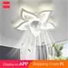 IRALAN Ventilatore da soffitto silenzioso con luce LED e telecomando, ventilatore elettrico intelligente a 6 velocità, lampada decorativa Lotus per la casa, illuminazione LED in acrilico nordico bianco e