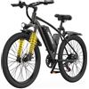 Aairsk Mountain Bike Elettrica Q7 con Doppia Sospensione, Batteria Rimovibile 36V 10Ah Autonomia 45-75Km, Motore 250W 7 Marce con NFC, E-Bike 26" Tutto Terreno per Adulti 25KM/h