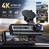 NONE Dash Cam 4K Ultra HD a 3 Canali, Registratore Video per Auto con Telecamera Frontale, Interna e Posteriore, Schermo IPS da 3,16", Controllo tramite App Wi-Fi 5GHz, Scheda TF da 64GB Inclusa, Visione