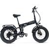 HedaTX Bicicletta Elettrica Pieghevole Paselec PX6, Motore Potente 48V 12Ah con Batteria Rimovibile, Telaio in Lega di Alluminio, Pneumatici Fat da 20×4.0 Pollici, Bicicletta Elettrica per Tutti i Terreni,