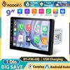 Podofo Lettore Multimediale per Auto 1-Din MP5 9'' Stereo per Auto con Carplay Wireless, Android Auto, Bluetooth, FM, Mirror Link e Retroilluminazione a Sette Colori