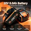 NONE Adatto per batteria ricaricabile agli ioni di litio Worx 20V 8.0Ah WA3551 WA3551.1 WA3553 WA3641 WX373 WX390 con caricabatterie