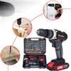 NONE Kit Trapano a Percussione Cordless 3-in-1 21V - Cacciavite Elettrico Portatile, 25+3 Impostazioni di Coppia, Controllo a 2 Velocità, Mandrino in Acciaio da 0,8‑10mm, Luce LED, 2 Batterie, Include